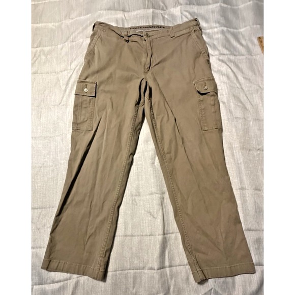 Duluth Trading Co Pants Mens 36x30 Brown Flex Ballroom Khakis Cargo Relaxed Fit - Picture 1 of 16